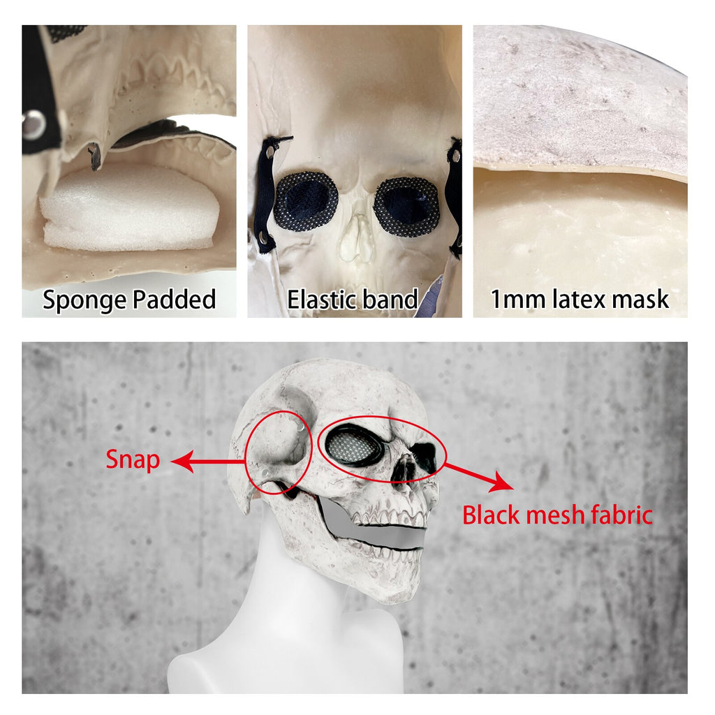 Halloween Masquerade Horror Mask Cosplay Full Head Skull Mask Helmet with Movable Jaw Adult Cosplay Props