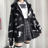 Gothic Sweatshirt Women Black Zip Up Hoodie Autumn Clothes E Girl Hoodies Korean Long Sleeve Emo Pullover