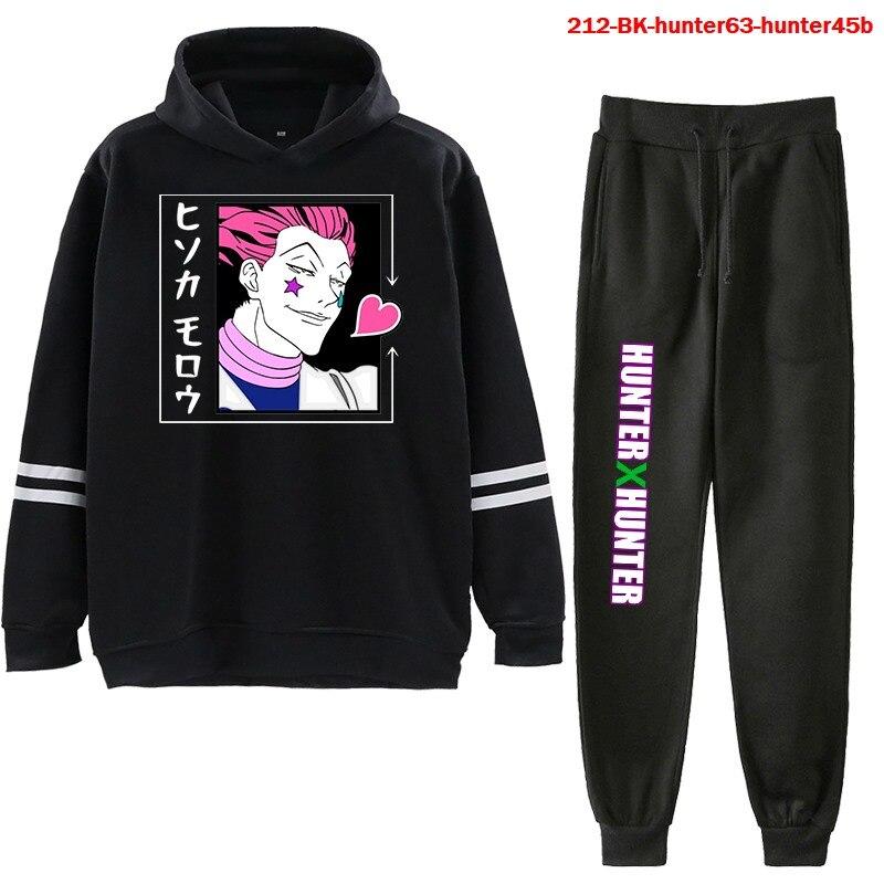 2pcs/set Casual Fleece Tracksuit Hunter X Hunter Oversize Hooded Hoodie Suit With Sport Pant