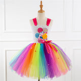 Fancy Rainbow Candy Costume Cosplay For Girls Halloween Costume For Kids Carnival Party Suit Dress Up