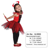 Halloween Children Animal Black Red Costume Robe Cosplay Devil Horn Demon Headwear Party Cosplay Fancy Dress
