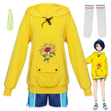 Anime Cosplay Wonder Egg Priority Ohto Ai Hoodie Pullover Costumes Yellow Sweatshirt Shorts Wig Sock Hairpin Suit