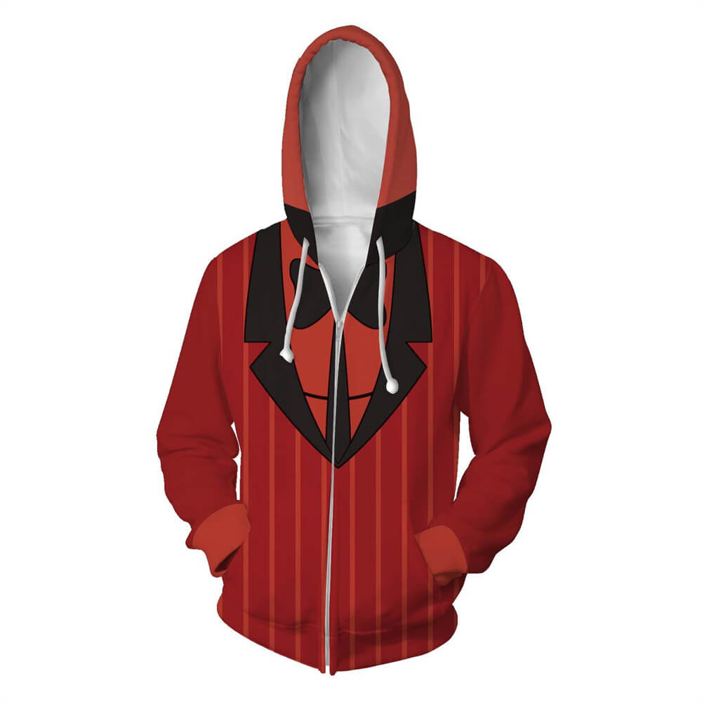 Hazbin Hotel Cartoon Alastor The Radio Demon Unisex Adult Cosplay Zip Up 3D Print Hoodies Jacket Sweatshirt