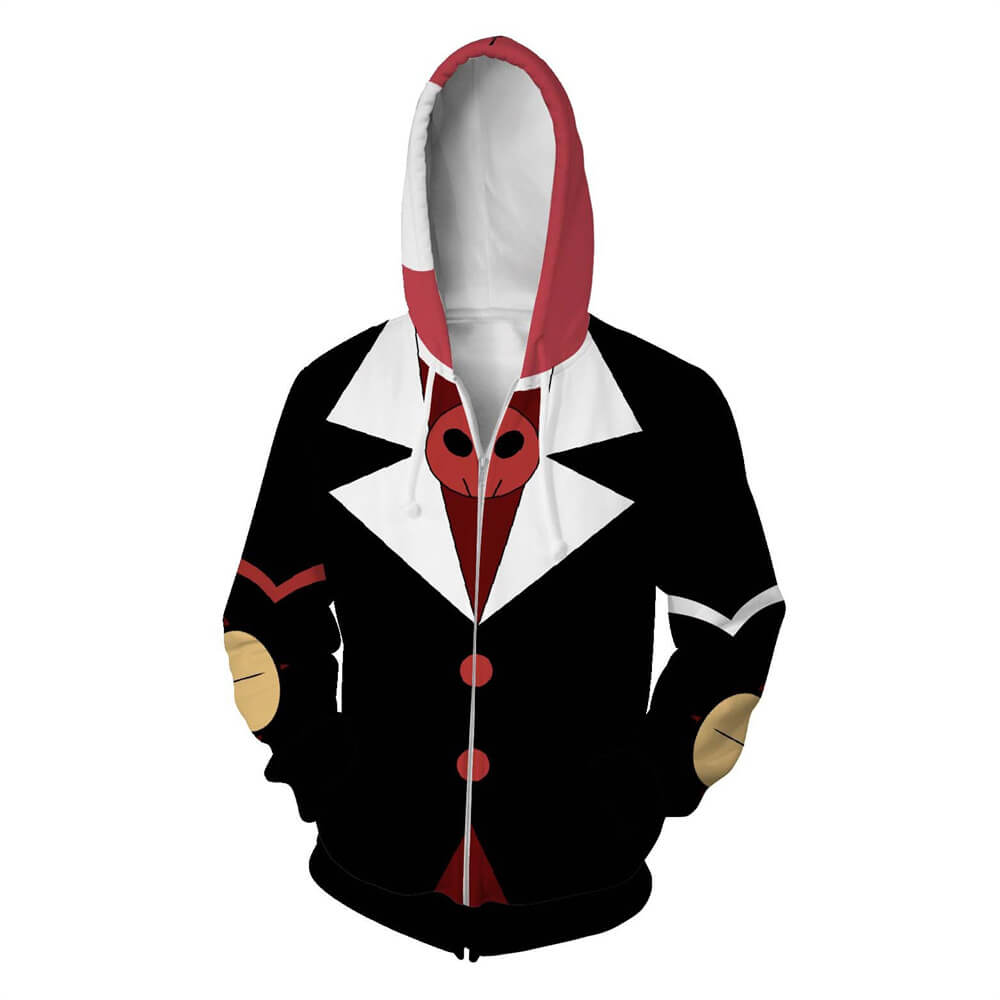 Hazbin Hotel Cartoon Boss Sir Pentious Old Man Edge Lord Unisex Adult Cosplay Zip Up 3D Print Hoodies Jacket Sweatshirt