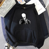 Skull Print Graphic Oversize Hip Hop Harajuku Punk Trendy Tops Sweatshirt Vintage Hoodie