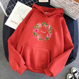 Harajuku Vintage Flower Garland Print Top Oversize Sweatshirt Loose Wild Warm Hoodie