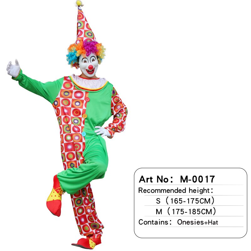 Halloween Cosplay Adult Clown Clothing For Men Women Costumes Birthday Party Joke Suits Carnival Role Play Dress No Wig