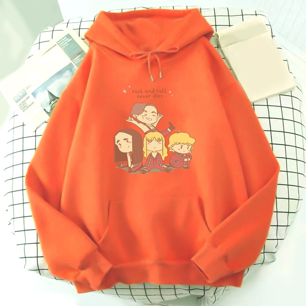 Maneskin Kawaii Hoodie Loose Aesthetic Anime Cartoon Print Tops Harajuku Casual Sweatshirt Pullover