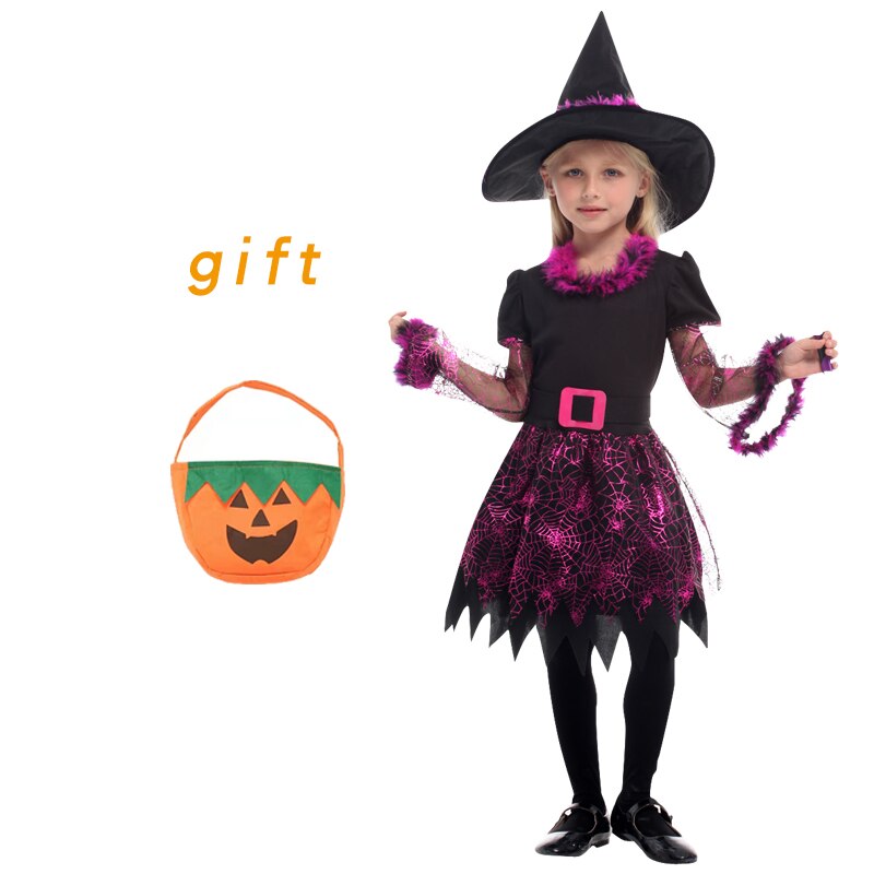 Halloween Costume Cosplay Witch Costume With hat Bay For Kids Children Christmas Party Dress Up 3-12Years