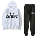 2pcs/set BFF Sisters Hooded Sweatshirts Pencil Jogger Hoodie Tracksuit Outfit With Pant