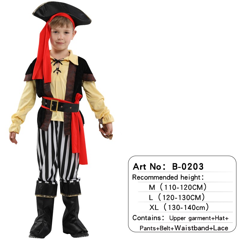 Halloween Kids Pirate Costume With Hat Fancy Boys Girls Outfit Sets For Children Birthday Party School Carnival Dress No Weapon