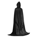 Halloween Adult Kids Velvet Cloak Cape Hooded Medieval Costume Witch Vampire Purim Carnival Party Black Red Blue