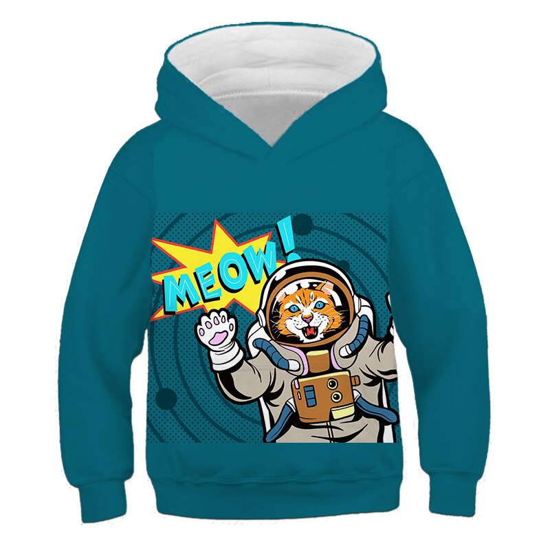 Kids Clothes Boys Boom POP 3D Print Hoodies Children's Clothing Cartoon Cat Long Sleeve For Girls Autumn Personality Sweatshirts