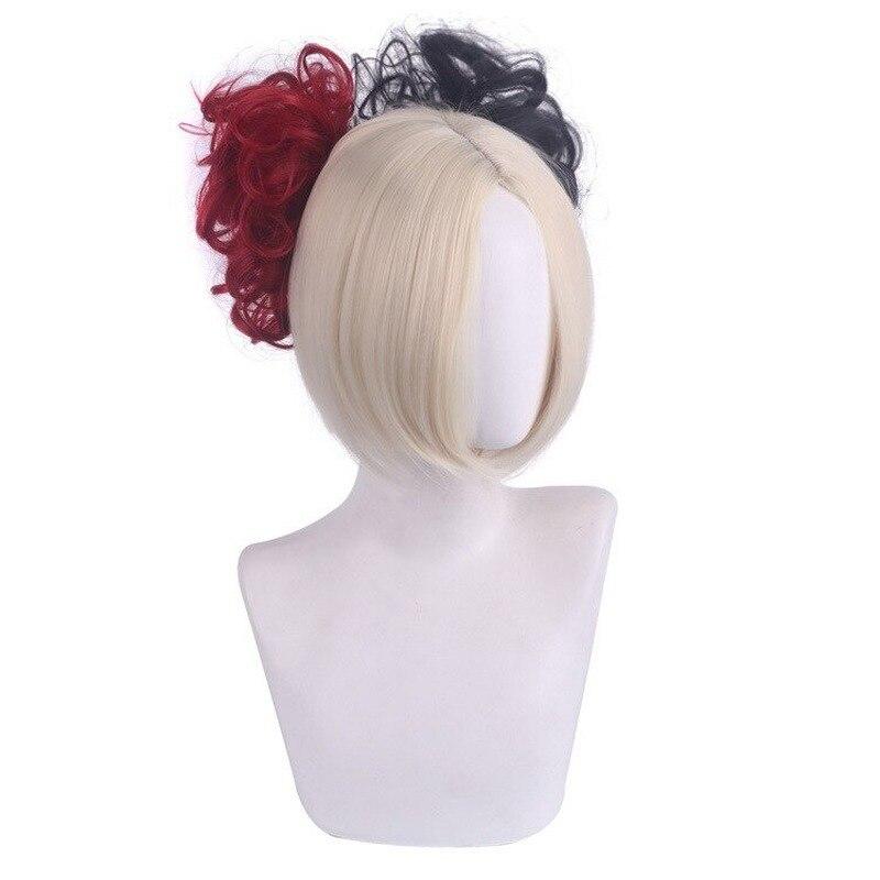 Movie Suicide 2 Squad Harley Cosplay Costume Quinn Black Red Yellow Mix Color Wig Halloween Cos Props