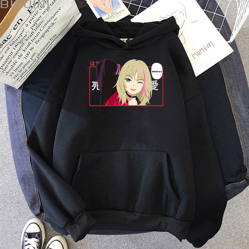 Wonder Egg Priority Anime Kawai Rika Print Cool Girl Carton Loose Sweatshirt Aesthetic Hoodie