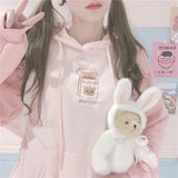 Kawaii Bunny Hoodie Women Korean Style Sweatshirt Winter Long Sleeve Cute Tops Soft Girls Plus Velvet Warm