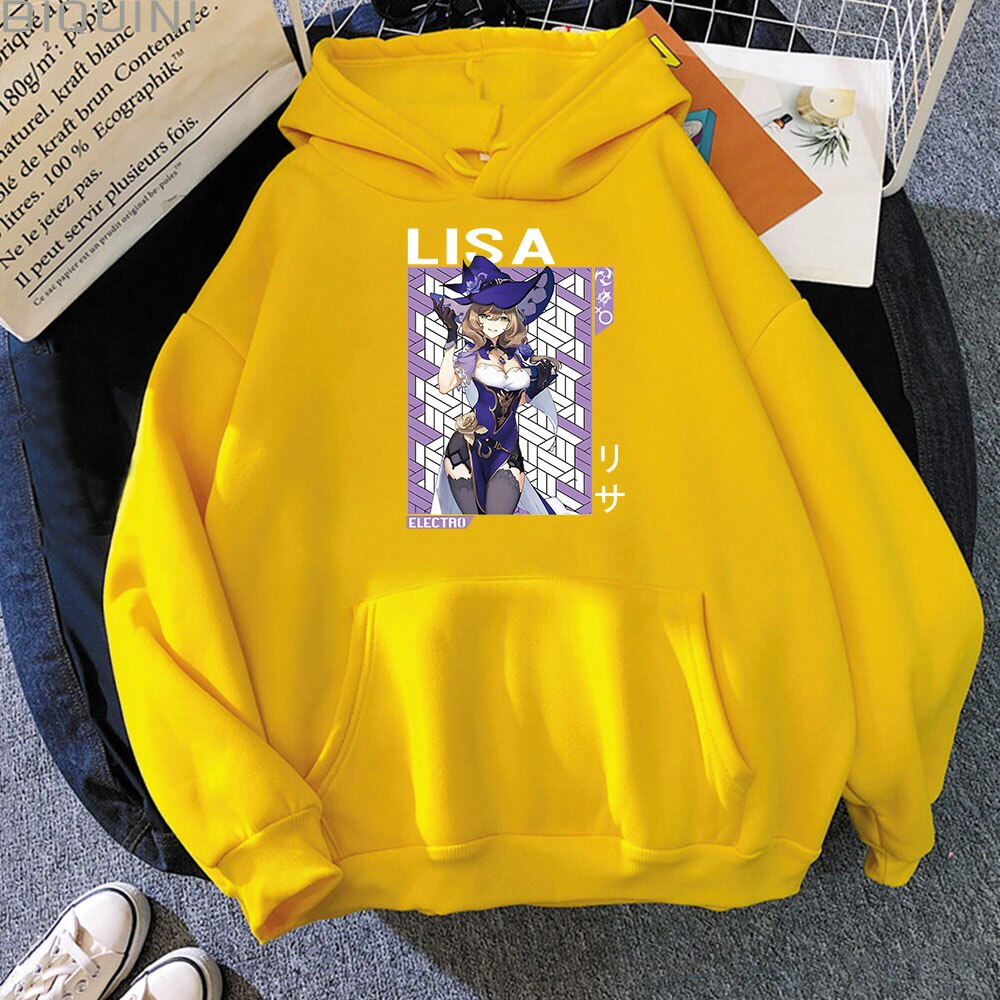 Genshin Impact Anime Hoodie Sweatshirts Lisa Graphic Hot Game Unisex Pullovers Fashion Top
