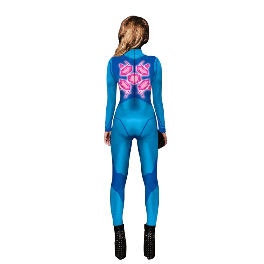 Women's Samus Aran Zero Suit Cosplay Costume Bodysuit Spandex Jumpsuit  Catsuit