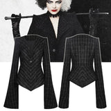 Cruella De Vil Cosplay Costumes Jackets V-neck Collar Black Uniform Woman Halloween Carnival Outfits
