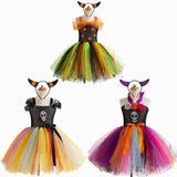New Skull Pumpkin Costume Cosplay Dress For Girls Halloween Costume For Kids Carnival Performance Party Suit