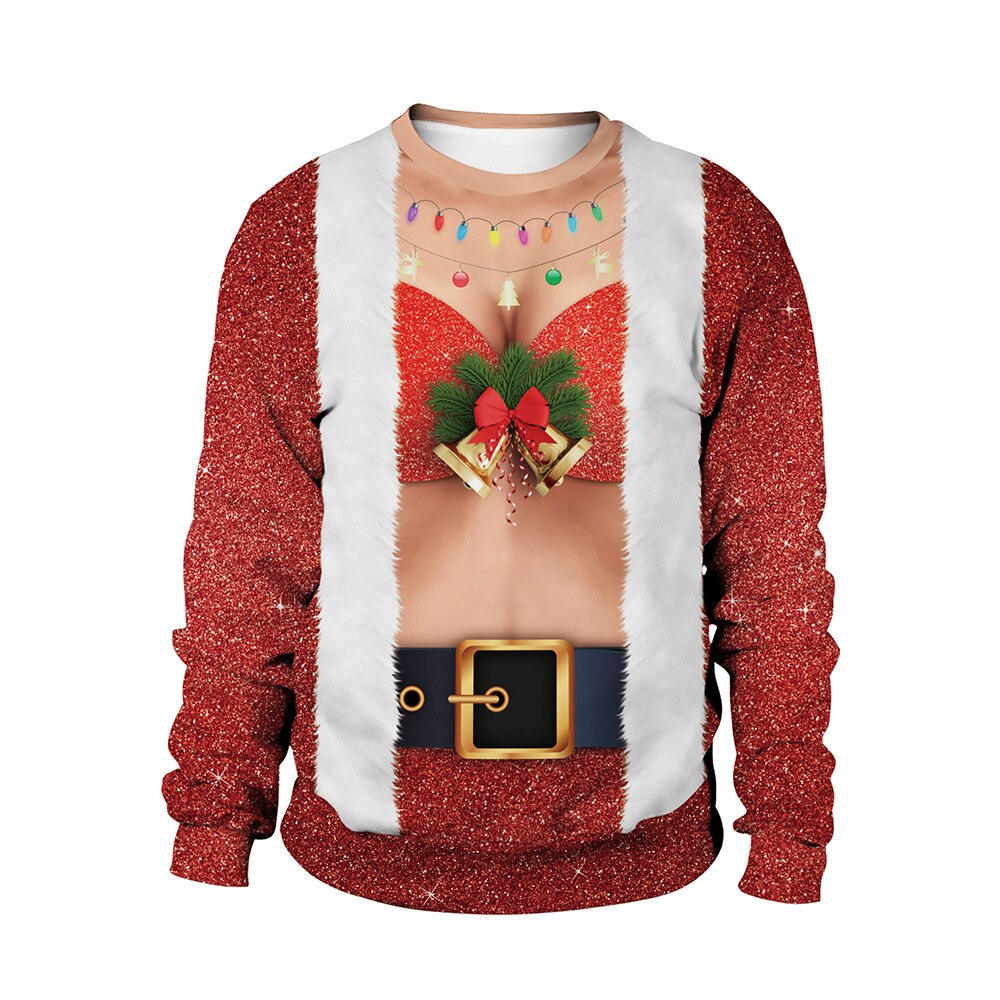 NEW Fashion Ugly Christmas Sweater Men Women Round Neck Holiday Xmas 3D Funny Pullover Tops Couple
