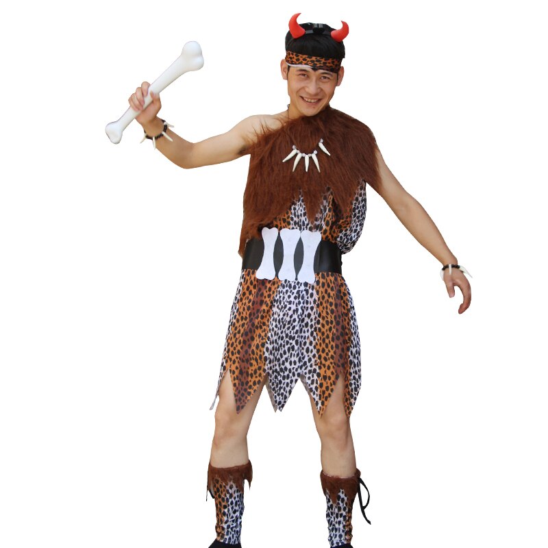 Halloween Kids leopard Savage Caveman Croods Primitive Sexy Indian With Headwear Costume Carnival For Adult Men Women