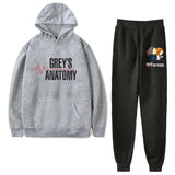 2pcs/set Anatomy Hoodies Pants Casual Hooded Pullover Outfit With Trousers