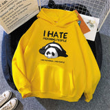 Panda Letter Print Sweatshirt Vintage Spring Women/Men Unisex Warm Carton Pullover Fashion Korean Haikyuu Plus Size Hoodies Tops