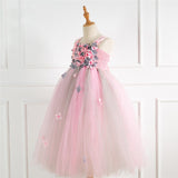 Girls Flower Fairy Cosplay Petal Princess Fancy Dress For Children Halloween Costume For Kids Carnival Party Dress Up