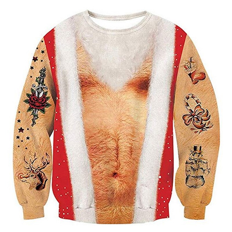 Ugly Christmas Sweater Novelty Funny Ugly Christmas Sweater Unisex Men Women 3D Printing Pullover Jumpers Oversized Warm Sweater