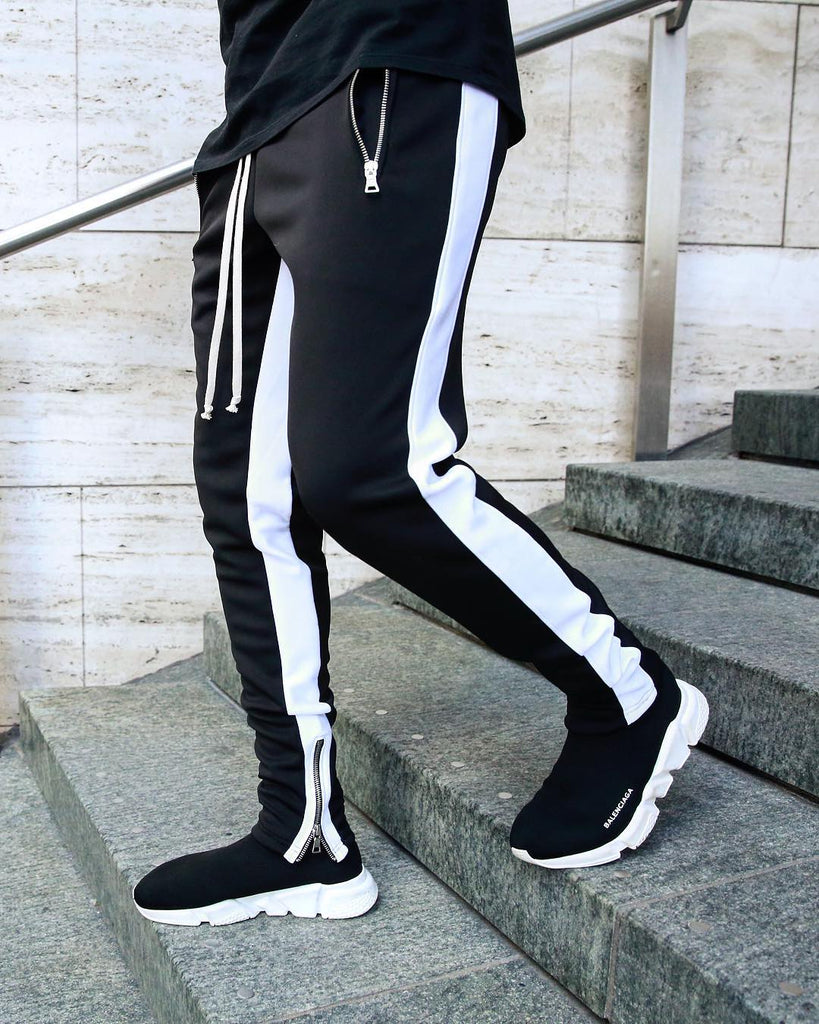 Men's Casual Pants Ankle-Length Elastic Strap Patchwork Jogger Sports Fitness Sweatpants Long Pants