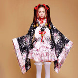 Japanese Kimono Cherry Blossom Traditional National Service Women Cosplay Costume