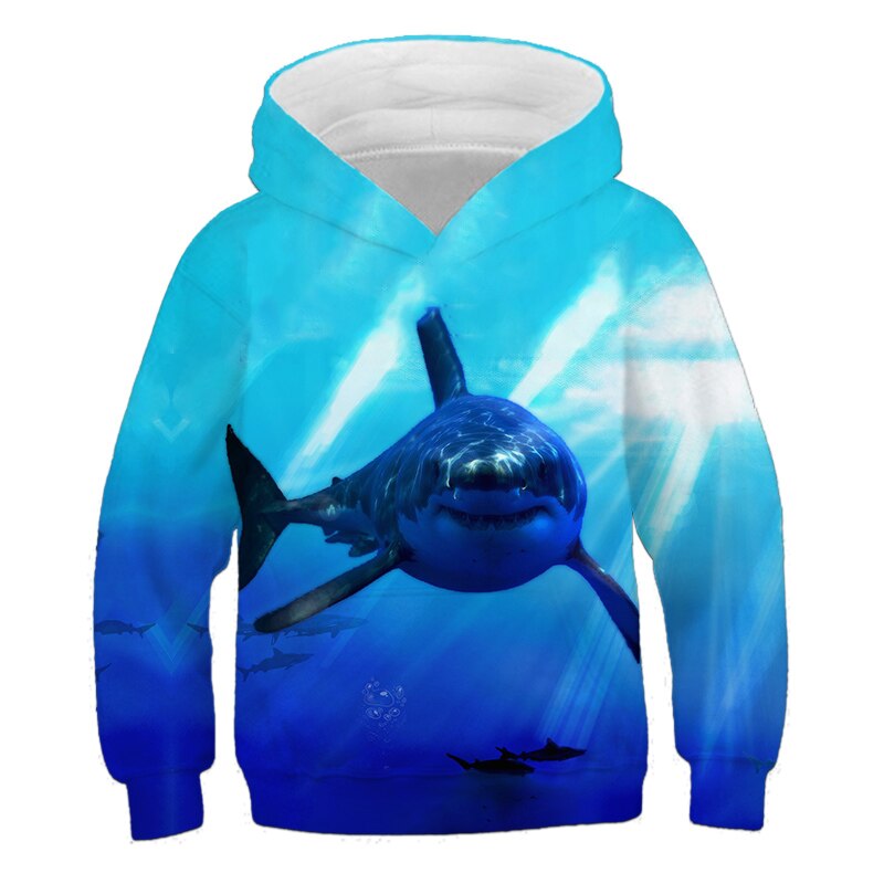 Kids Cartoon Shark Animal 3D Print Hoodies Children Girls Cool Clothes Boys Long Sleeve Autumn Winter Spring Sweatshirts Outfits
