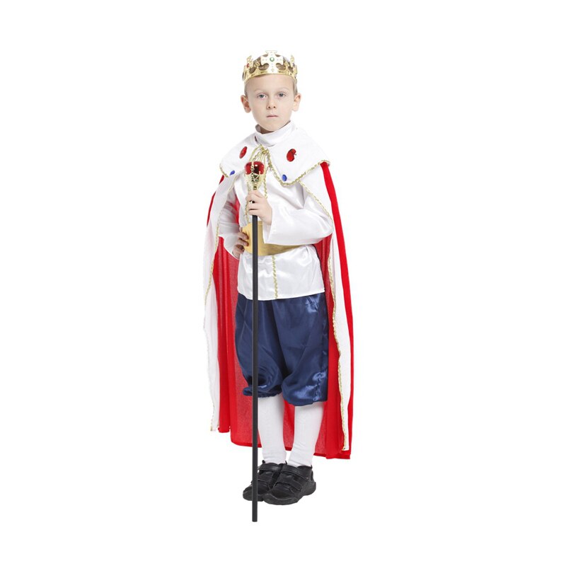 Halloween King Cloak Crown Belt Prince King Top Pants Cosplay Costume Party  Boys girls Christmas No Scepter