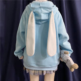 Kawaii Winter Korean Style Bunny Coat Sweatshirt Long Sleeve Cute Plus Size Zip Up Hoodie