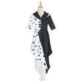 Movie Cruella De Vil Cosplay Costumes 101 Dalmatians Adult Women's New Fashion Black White Dress Wig Halloween Party Clothes