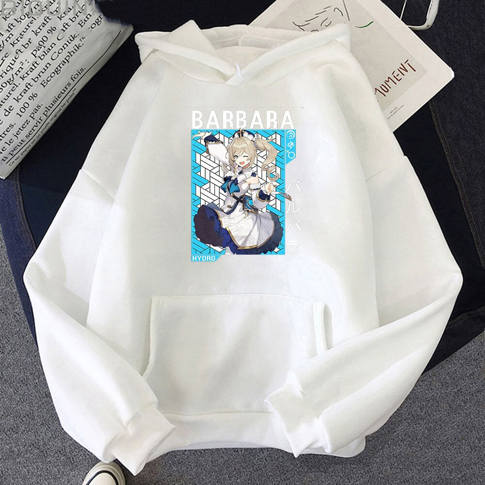 Genshin Impact Hoodie Anime Tops Kawaii Streetwear Barbaba Kpop Pullover Long Sleeve Sweatshirt