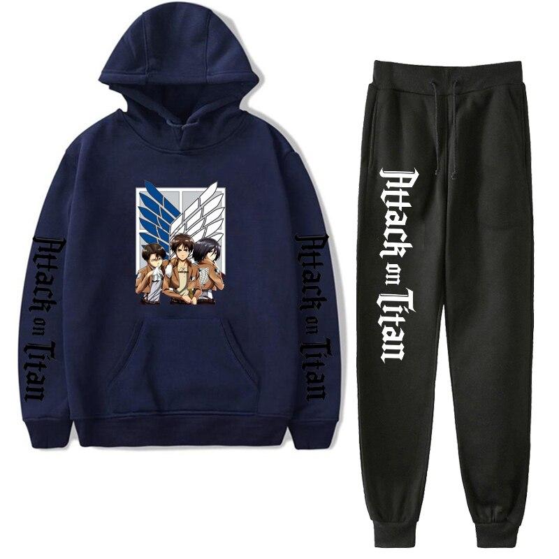 2pcs/set Attack on Titan Outfit Tracksuit Oversize Hoodie and Pant