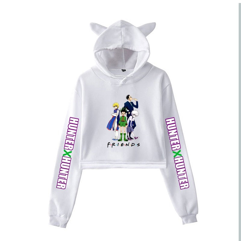 Short Hooded Teens Cropped Long Sleeve Pullover Hunter X Hunter Anime Cropped Hoodie