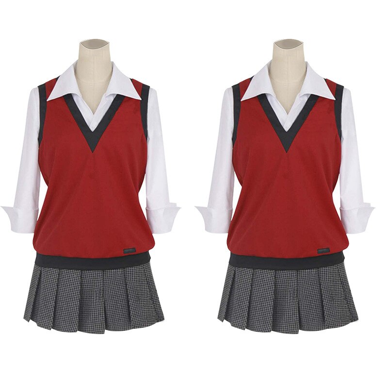 Kakegurui Compulsive Gambler Midari Ikishima Cosplay Costume Japanese School Uniform Vest Dress Women JK Uniform Cosplay Props
