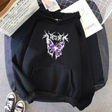 Purple Black Lightning Butterfly Oversize Print Kawaii Sweatshirt Hoodie