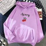 Harajuku Cherry Letter Print Sweatshirt Casual Pullover Pink Kawaii Gothic Sweatshirt Oversize Hoodie