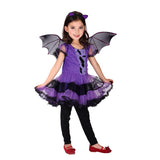 Halloween Fancy Masquerade Party Purple Bat Girl Costume Children Cosplay Dance Dress Costumes For Kids Dress