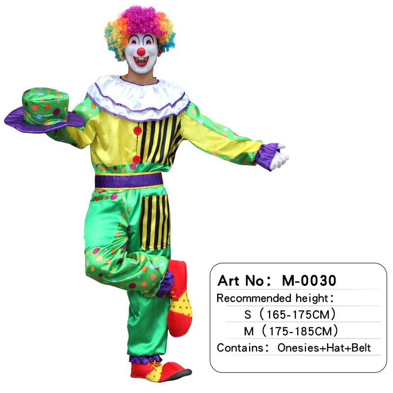 Halloween Cosplay Adult Clown Clothing For Men Women Costumes Birthday Party Joke Suits Carnival Role Play Dress No Wig