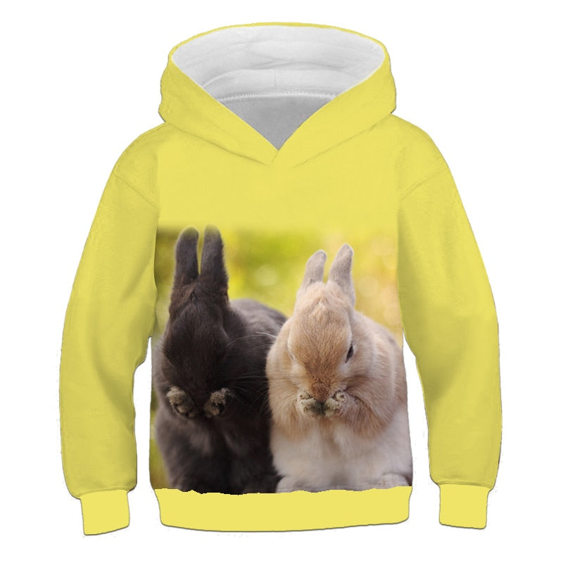 Baby Girls Clothes Cute Bunny Rabbit 3D Print Hoodies Kids Sweatshirts Coats Sweater For Children Outwfits Baby Boys Long Tops
