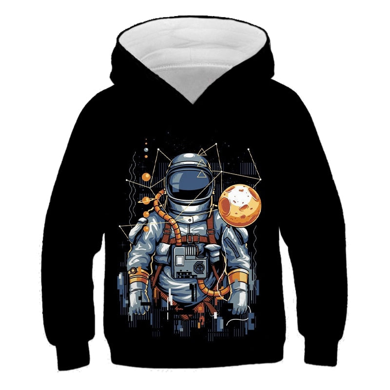 Kids Clothes Boys Astronaut Space 3D Print Hoodies Children's Clothing Cartoon Long Sleeve For Girls Autumn Pullovers Sweatshirt
