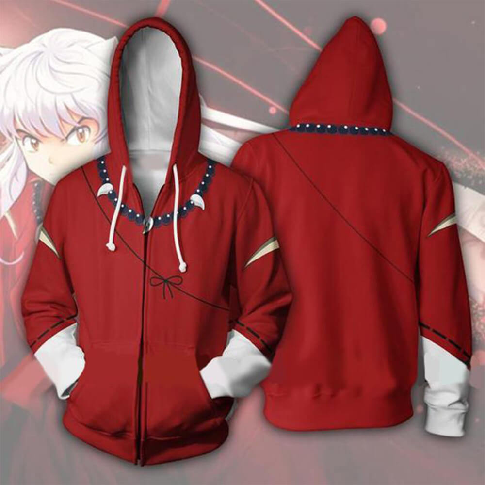 Inuyasha Anime Dog Demon Unisex Adult Cosplay Zip Up 3D Print Hoodies Jacket Sweatshirt