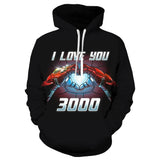 Iron Man I Love You 3000 Unisex Adult Cosplay 3D Print Hoodie Pullover Sweatshirt