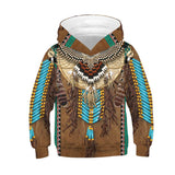 Kids Indian Skull Hoodie National Elements Series Eagle Cosplay 3D Printed Pullover Sweatshirt