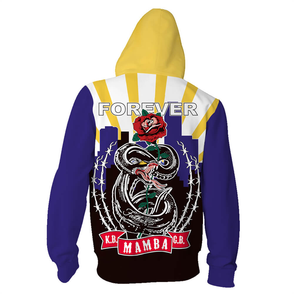 Kobe and GiGi Los Angeles Lakers Basketball Forever Unisex Adult Cosplay Zip Up 3D Print Hoodies Jacket Sweatshirt
